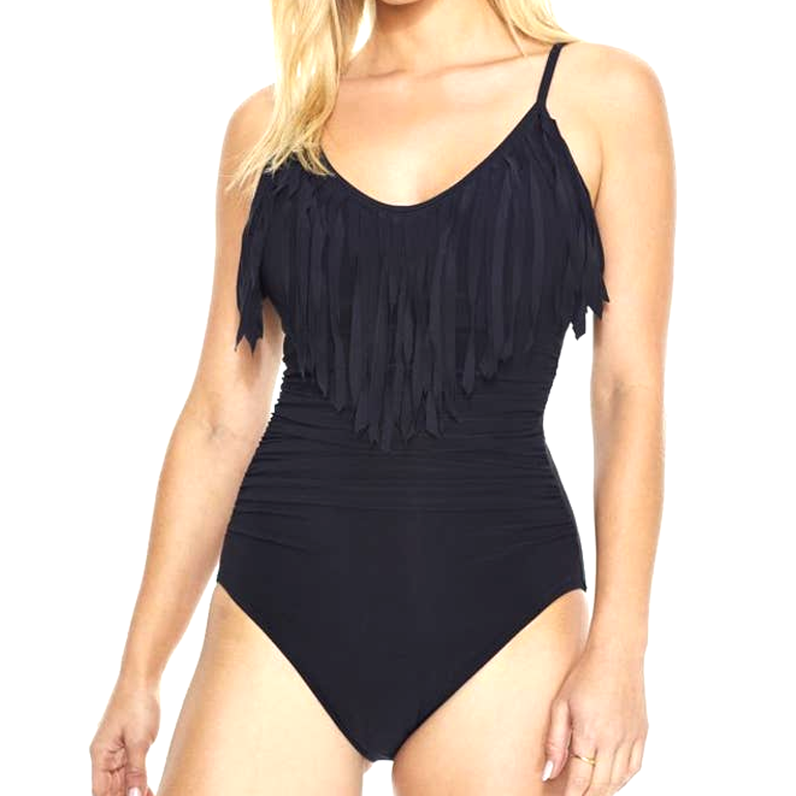 Magicsuit Nwt Fringe Blaire One Piece Swimsuit Black Size12 Underwire Bra V-Neck